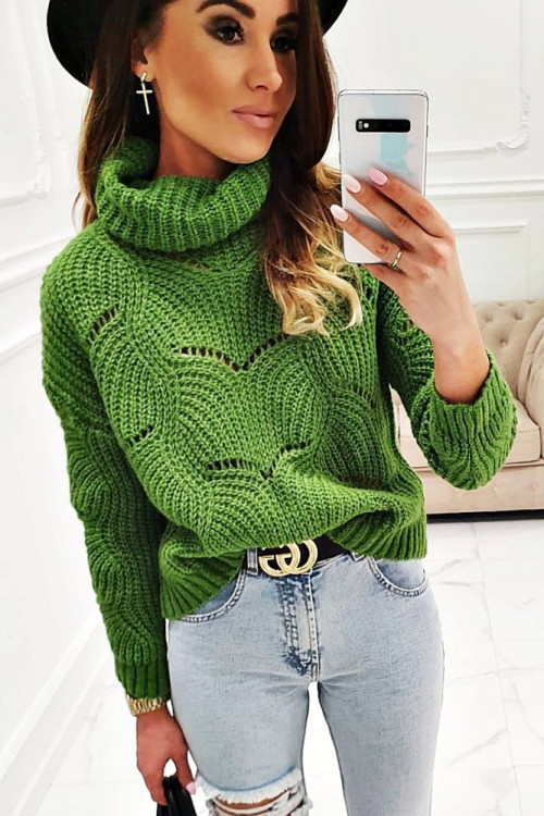 Sweter Emma AŻUROWY green