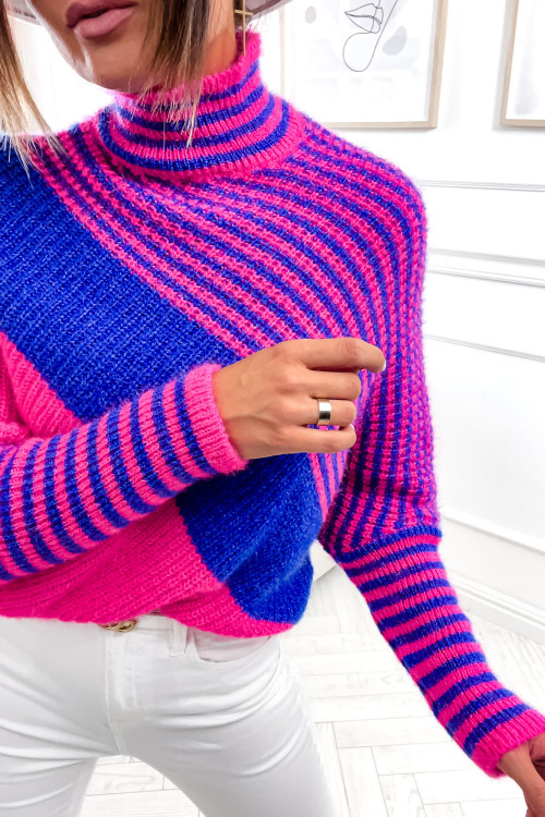 Sweter ALESSIA PRETTY ze ściągaczem BLUE and PINK