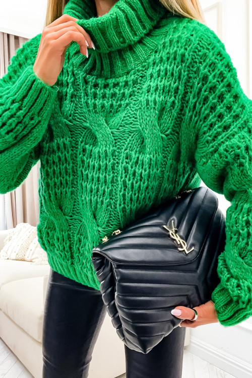 Sweter z golfem WARKOCZ COZY AUTUMN green