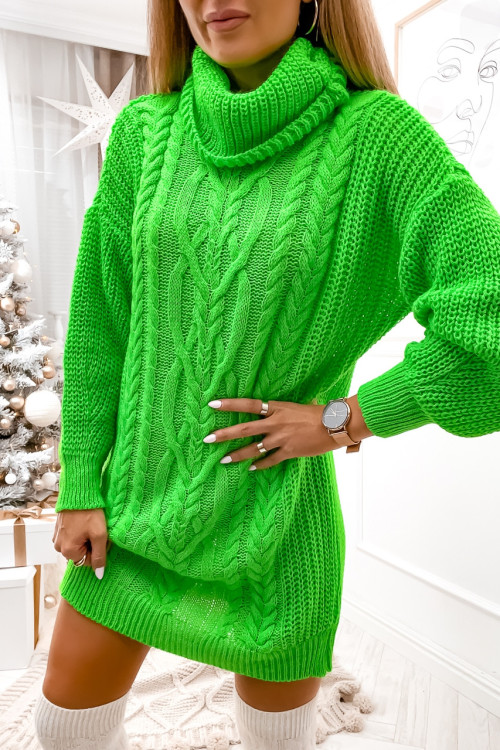 Sukienka sweterkowa z warkoczem ZENTTIA green