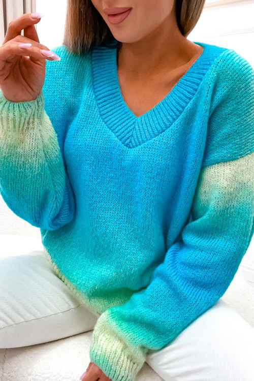 Sweter ROSSALINDE OMBRE blue and mint