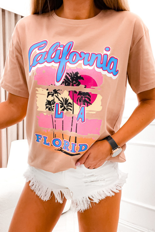 Tshirt lifestyle California LA FLORIDA beige