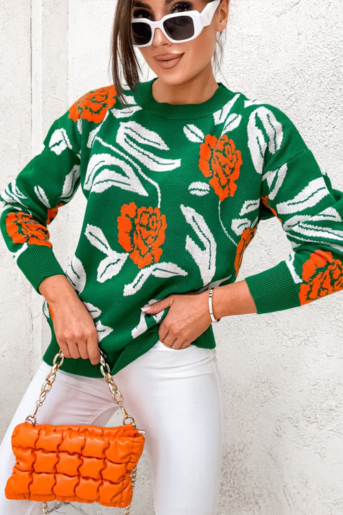 Sweter ROSES PRETTY green
