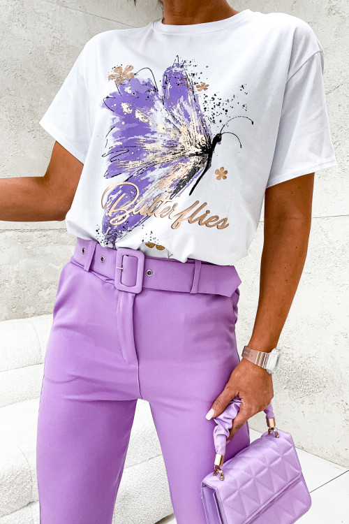 Bluzka z printem BUTTERFLIES lilac