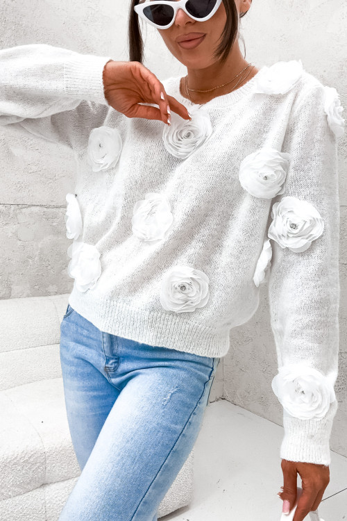 Sweter ROSES MIRELLO z różami White