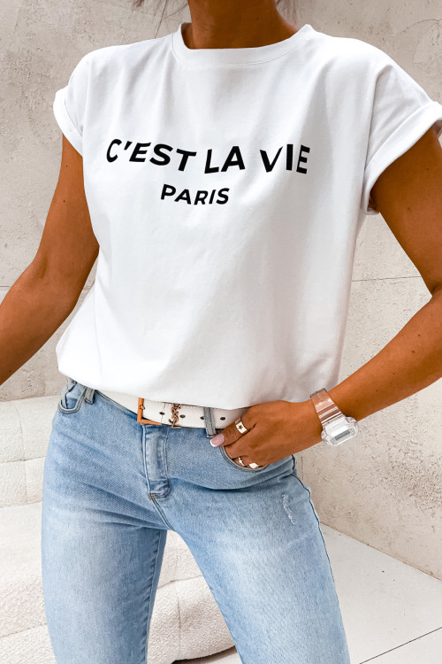Bluzka tshirt CEST LA VIA PARIS white