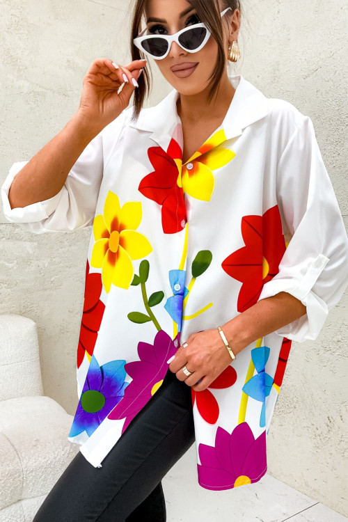 Koszula oversizowa z PRINTEM SPRING flowers