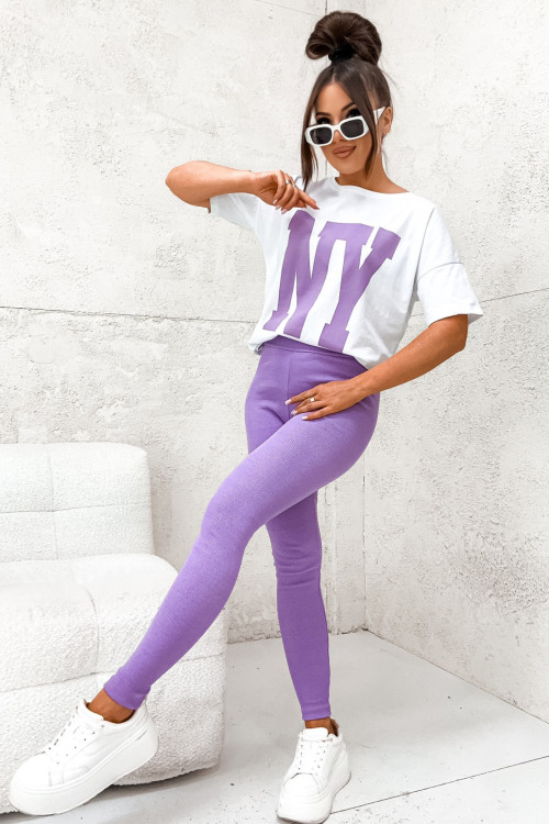 Komplet NY New York legginsy PUSHUP TSHIRT lilac