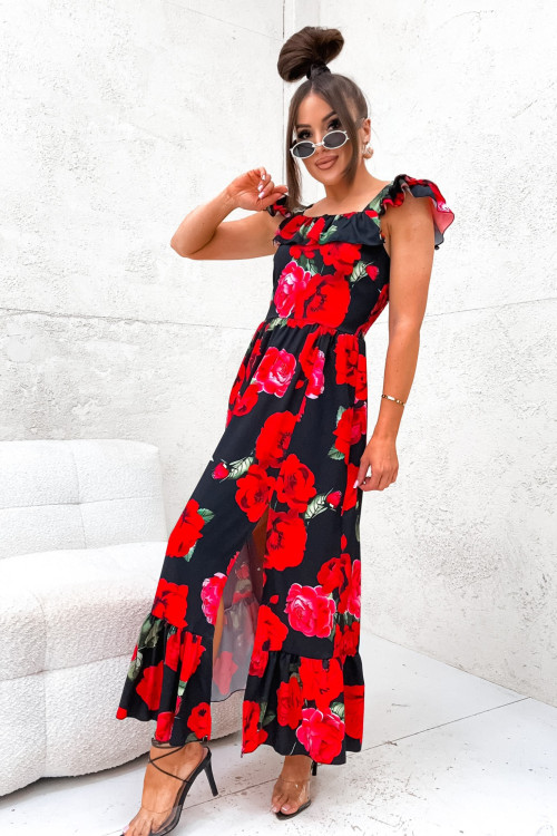 Sukienka CARMENNA FLOWERS maxi red
