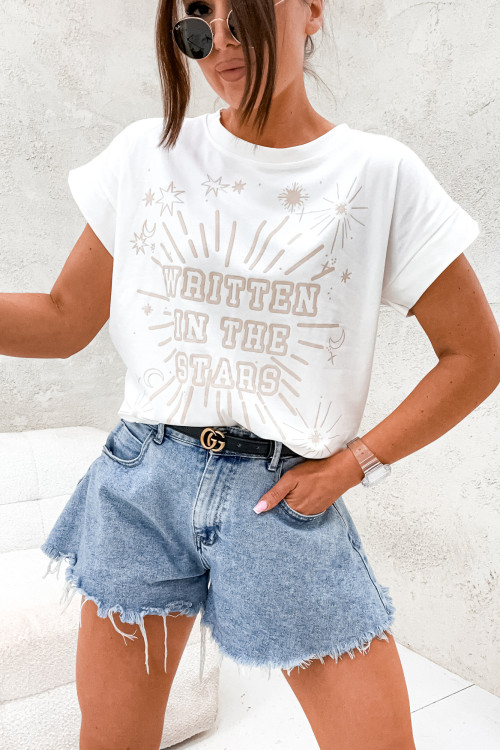 Tshirt BASIC Written in the STARS NUDE and WHITE