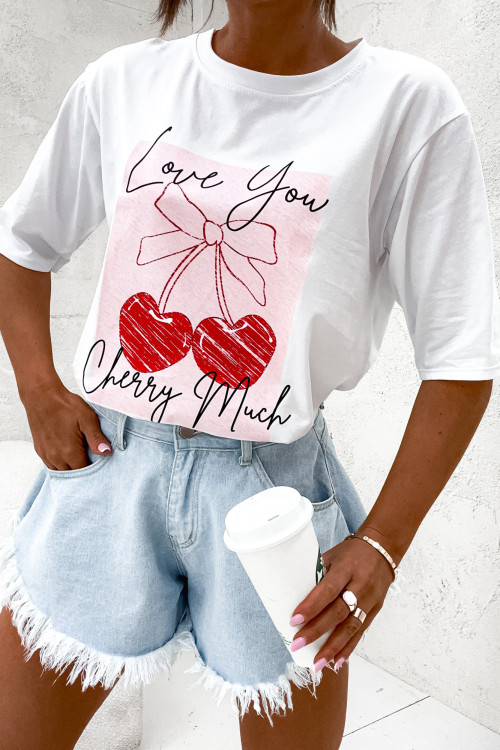 Tshirt LOVE LOVE MORE Cherries BASIC