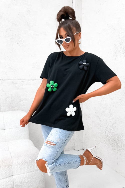 Tshirt FLOWERS BASIC 3D black