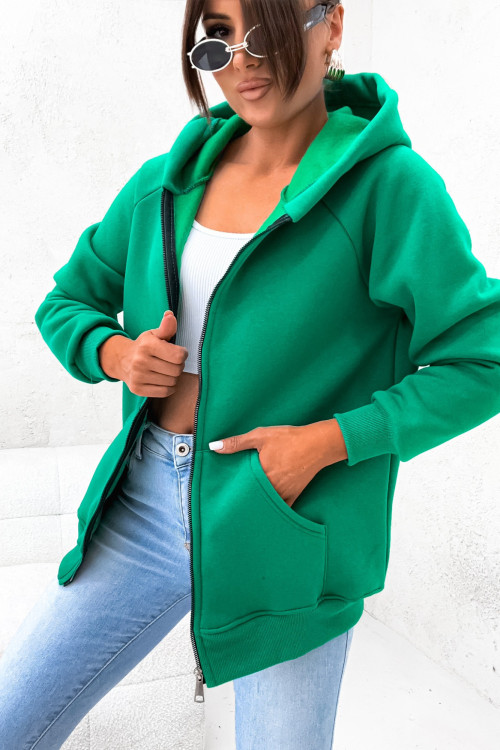 Bluza bawełniana z kapturem BASIC CLOTHESO green