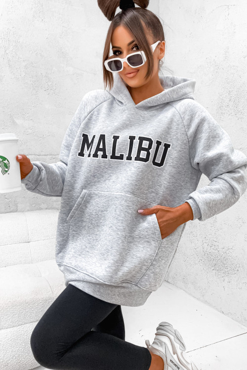 Bluza bawełniana MALIBU STREET oversize PL gray melange