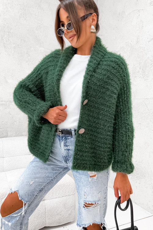 Sweter KARIGAN NARZUTKA FLUFFY green