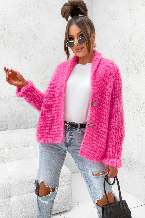 Sweter KARIGAN NARZUTKA FLUFFY pink