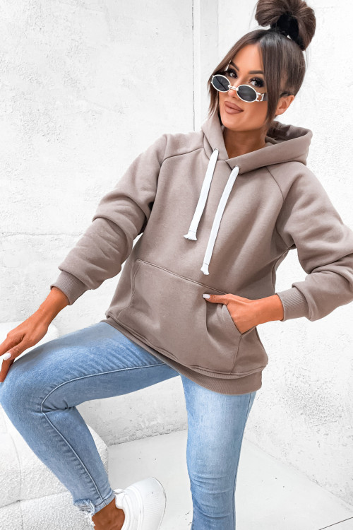 Bluza bawełniana BASIC CLASSIC HOODIE fango