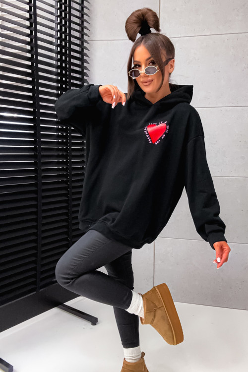 Bluza bawełniana z kapturem LOVE KISS hoodie