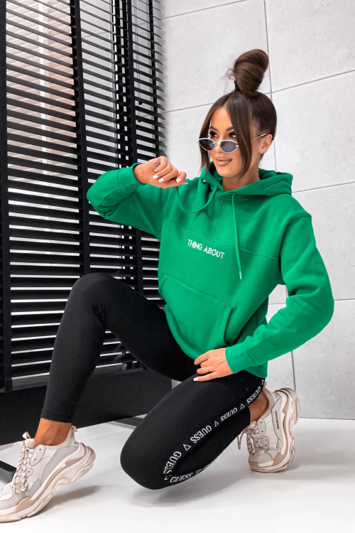 Bluza bawełniana THINK ABOUT DONT CARE hoodie green