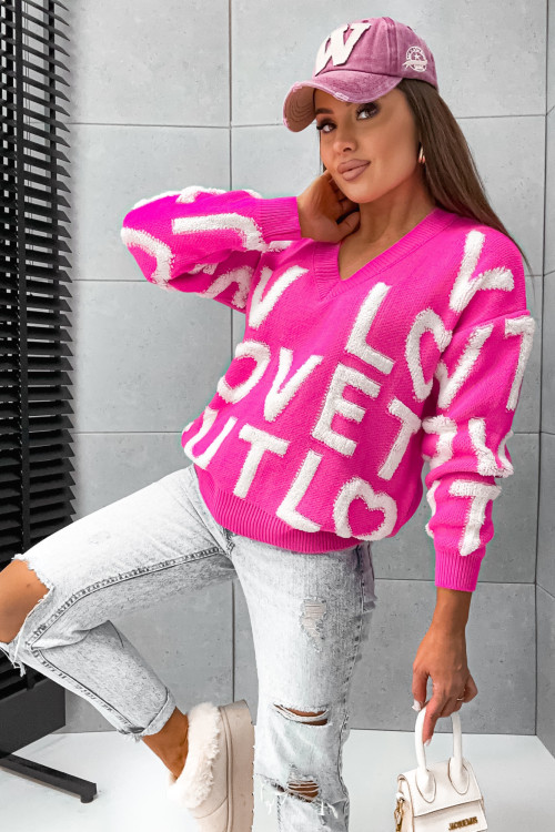 Sweter LOVE LOVEO FUTURE pink and white