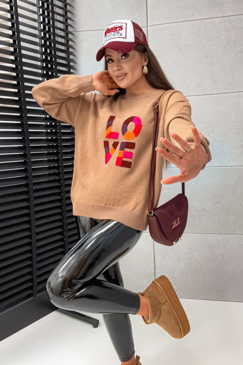 Sweter LOVE MORE autumn vibes BEIGE