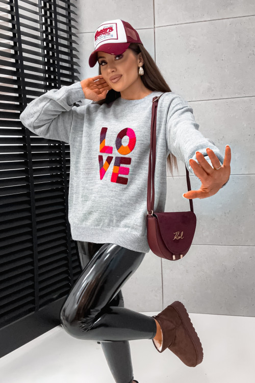 Sweter LOVE MORE autumn vibes GRAY