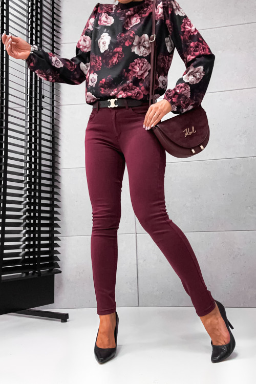 Spodnie JEANSOWE BURGUNDY DENIM slim bordo