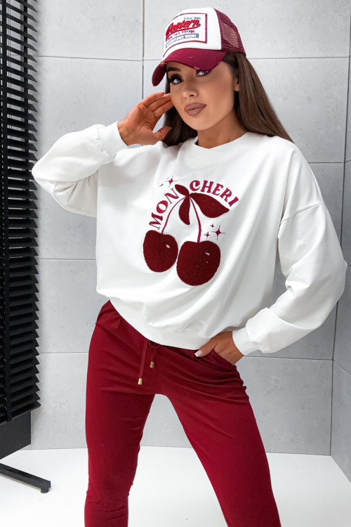 Bluza bawełniana MOR CHERI burgundy trends