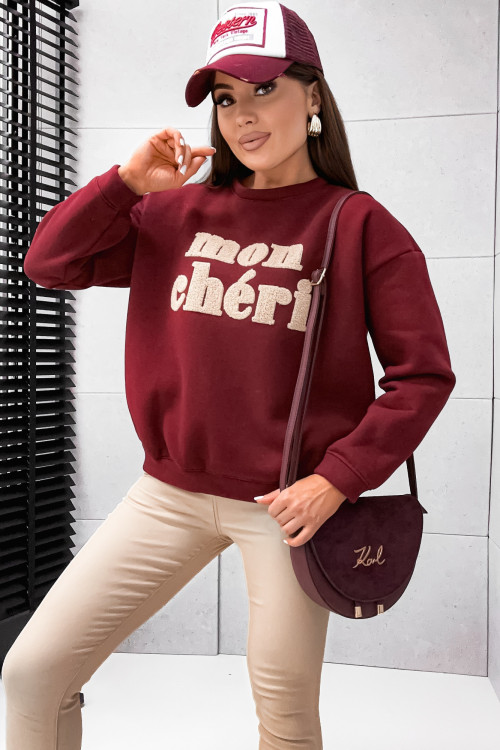 Bluza bawełniana MON CHERI LIFESTYLE bordo burgundy