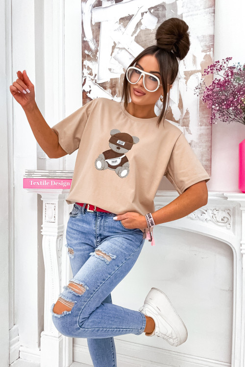 Tshirt BASIC STREETWEAR TEDDY nude beige