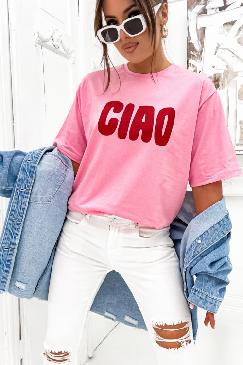 Tshirt BASIC STREET CIAO Italia pink