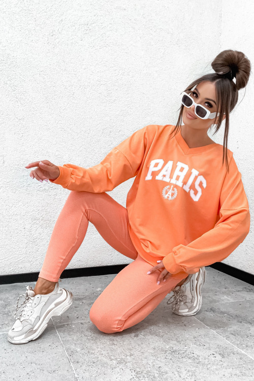Komplet bawełniany z legginsami PARIS NUDE orange