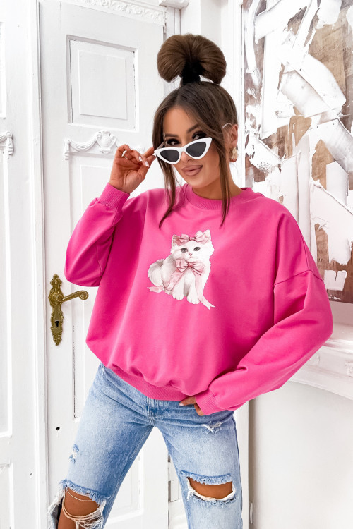 Bluza bawełniana SO SWEET little kitty PINK