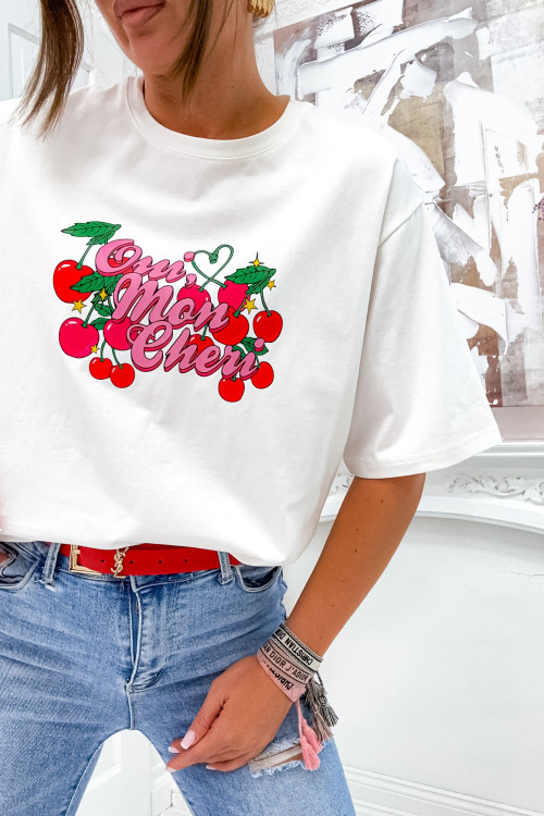 Tshirt Oui MON CHERI dolce vita vibes WHITE
