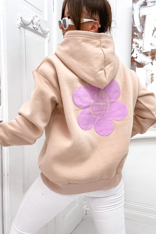 Bluza HELLO SUNSHINE streetwear HOODIE nude