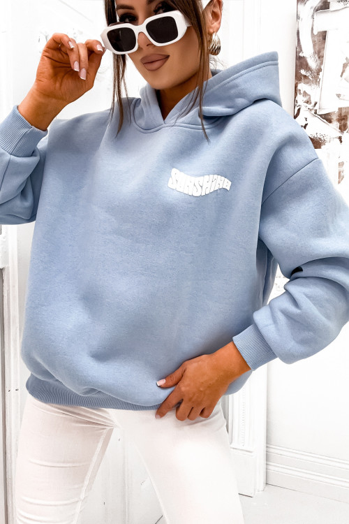 Bluza HELLO SUNSHINE streetwear HOODIE baby blue