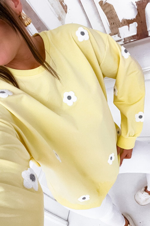 Bluza bawełniana BASIC FLOWERS SPRING citrus yellow