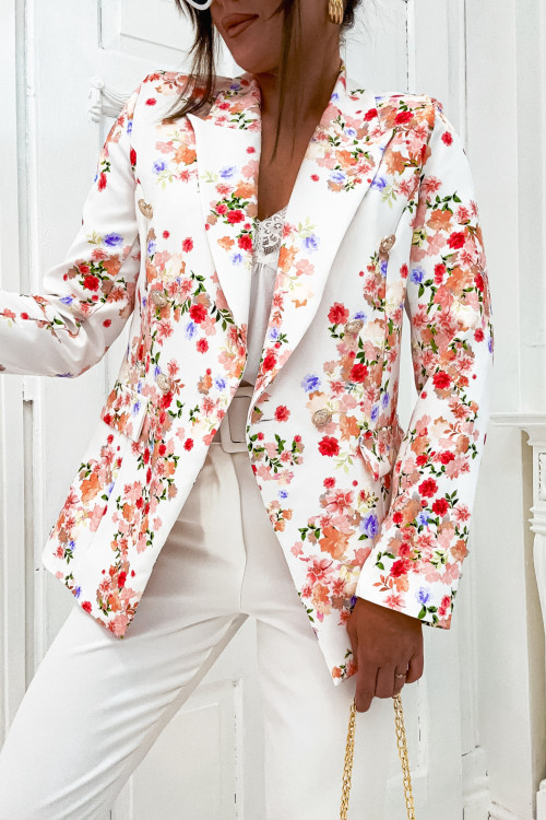 Marynarka BALMAOO TALIOWANA FLOWERS white