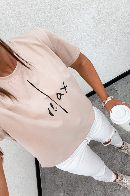 Tshirt klasyczny BASIC RELAX mood NUDE BEIGE
