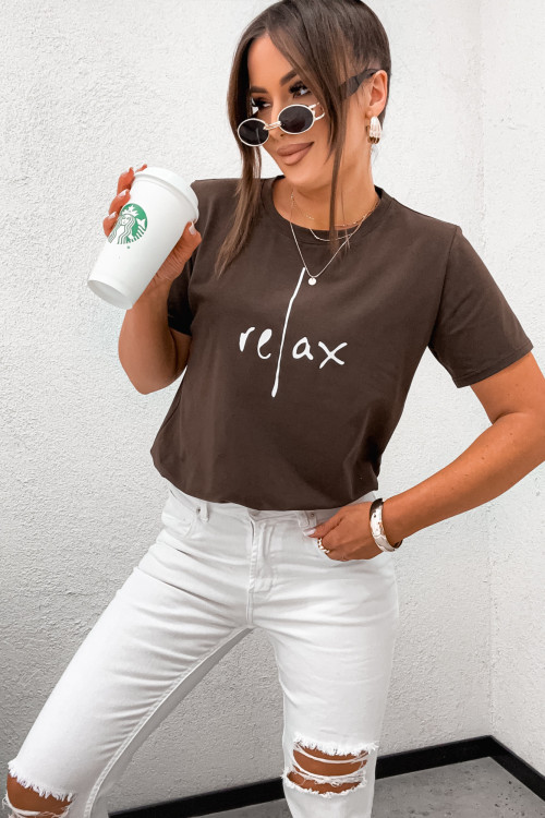 Tshirt klasyczny BASIC RELAX mood CHOCCO