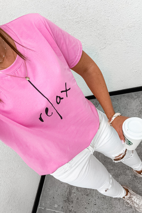 Tshirt klasyczny BASIC RELAX mood CUKIERKOWY róż