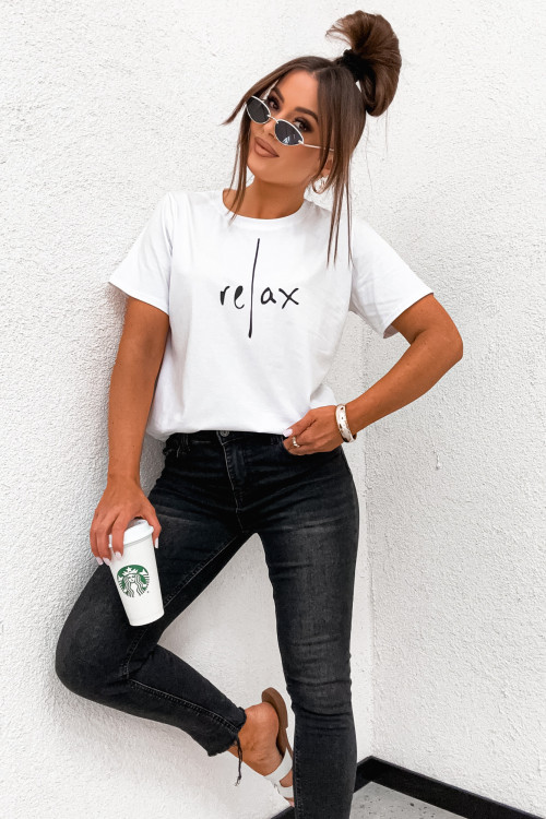 Tshirt klasyczny BASIC RELAX mood WHITE