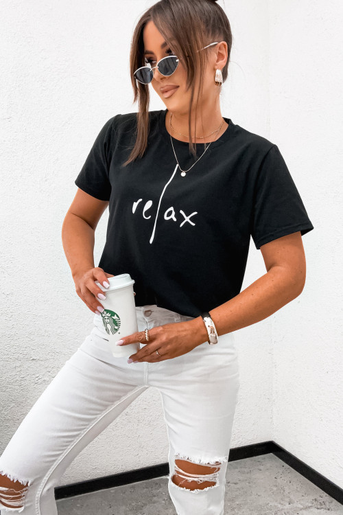Tshirt klasyczny BASIC RELAX mood BLACK