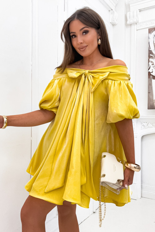 Sukienka pretty SENSUAL BOW yellow honey
