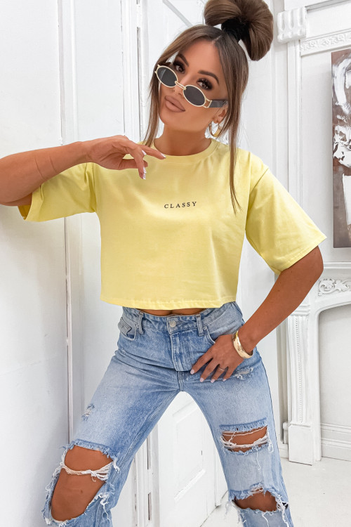 Tshirt CROP TOP CLASSY basic citrus yellow
