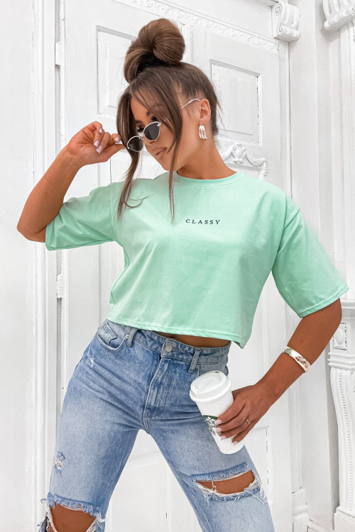 Tshirt CROP TOP CLASSY basic mint