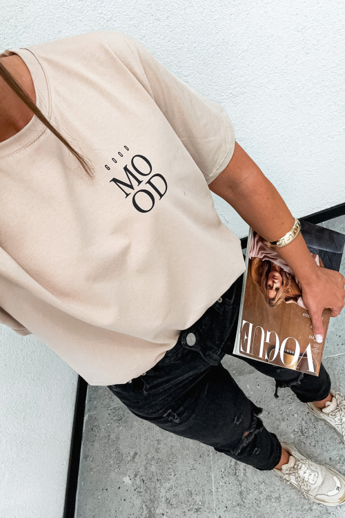 Tshirt bawełniany BASIC good MOOD nude beige