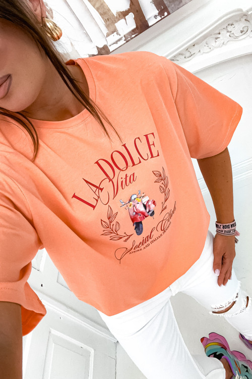 Tshirt LA DOLCE VITA Social club ORANGE