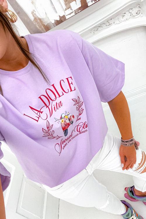 Tshirt LA DOLCE VITA Social club LILAC