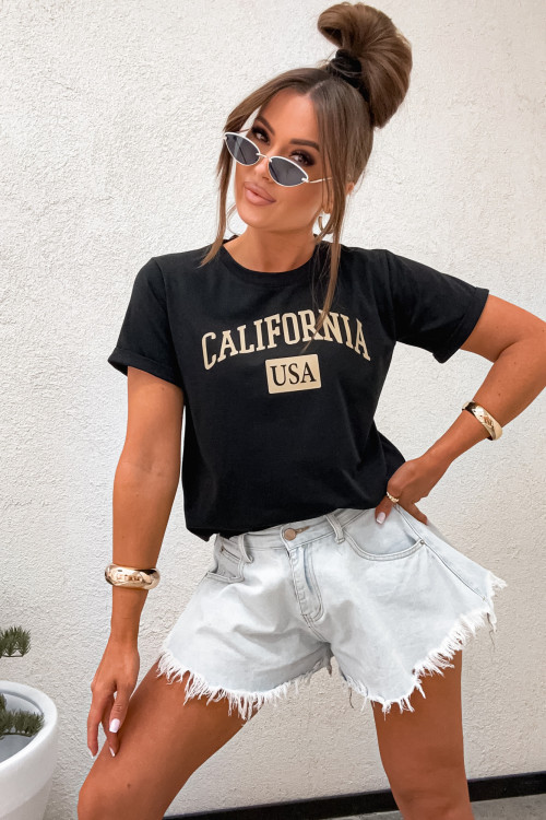 Tshirt BASIC CALIFORNIA black and nude